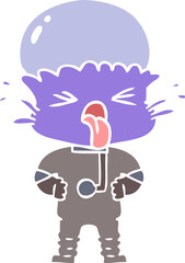 disgusted flat color style cartoon alien