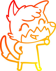 warm gradient line drawing happy cartoon fox