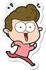 sticker of a cartoon excited man