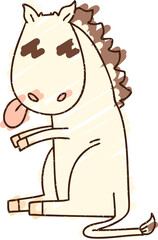 Horse Sitting Chalk Drawing