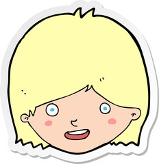 sticker of a cartoon happy female face