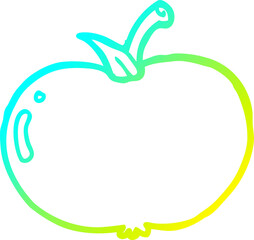 Fototapeta na wymiar cold gradient line drawing cartoon apple