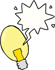 cartoon electric light and speech bubble