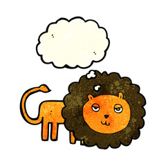 cartoon lion with thought bubble