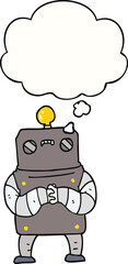 cartoon robot and thought bubble