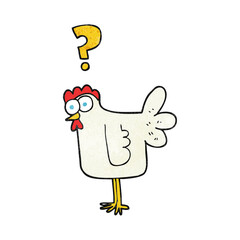 textured cartoon confused chicken