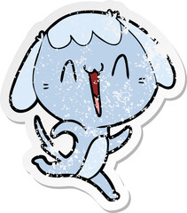 distressed sticker of a cute cartoon dog