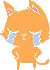 crying flat color style cartoon cat