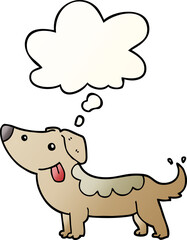 cartoon dog and thought bubble in smooth gradient style