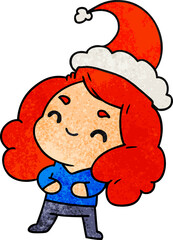christmas textured cartoon of kawaii girl
