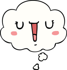 happy cartoon face and thought bubble