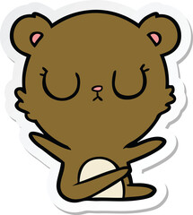 sticker of a peaceful cartoon bear