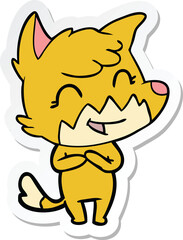 sticker of a happy cartoon fox