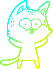 cold gradient line drawing cartoon cat