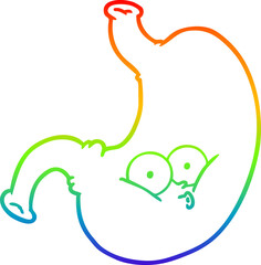 rainbow gradient line drawing cartoon bloated stomach