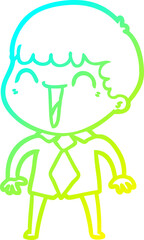cold gradient line drawing cartoon happy man
