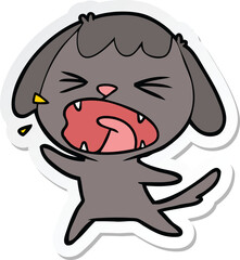 sticker of a cute cartoon dog barking