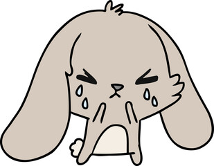 cartoon of cute kawaii sad bunny