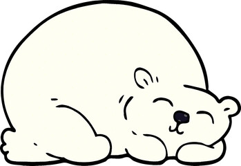 cartoon doodle happy polar bear sleeping