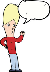 cartoon man waving with speech bubble