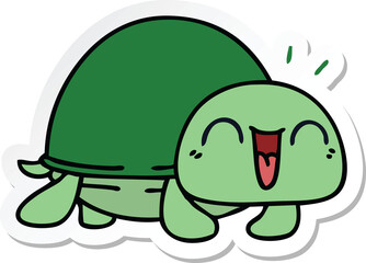 sticker of a quirky hand drawn cartoon turtle