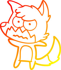 warm gradient line drawing cartoon annoyed fox