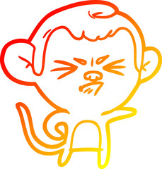 warm gradient line drawing cartoon annoyed monkey