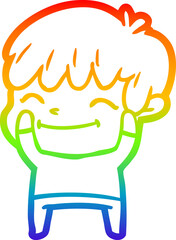 rainbow gradient line drawing cartoon happy boy