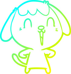 cold gradient line drawing cute cartoon dog