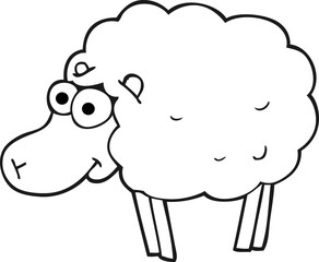 funny black and white cartoon sheep