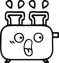 line drawing cartoon of a toaster