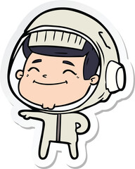 sticker of a happy cartoon astronaut