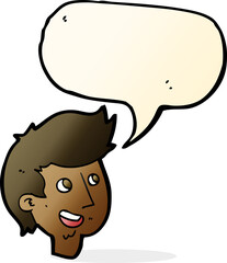 cartoon happy boy face with speech bubble
