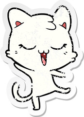 distressed sticker of a cartoon cat