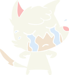crying fox flat color style cartoon