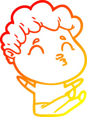 warm gradient line drawing cartoon man pouting
