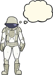 cartoon astronaut with thought bubble