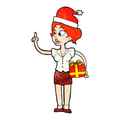 cartoon woman with present