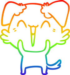 rainbow gradient line drawing happy little dog cartoon
