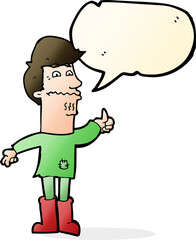 cartoon nervous man with speech bubble