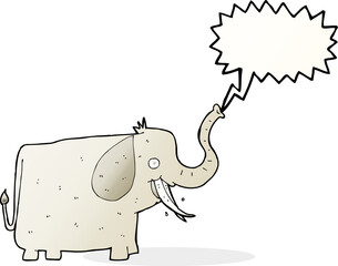 cartoon happy elephant with speech bubble
