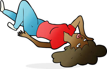 cartoon woman lying on floor