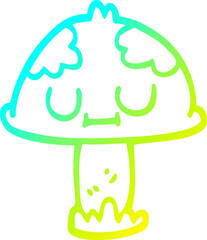 cold gradient line drawing cartoon cute mushroom