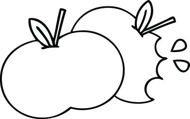 line drawing cartoon apples