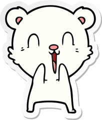 sticker of a happy cartoon polar bear