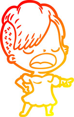warm gradient line drawing cartoon cool hipster girl talking