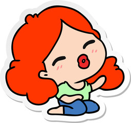 sticker cartoon of cute kawaii girl
