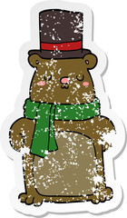 distressed sticker of a cartoon bear