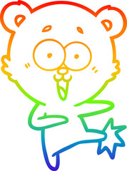 rainbow gradient line drawing laughing teddy  bear cartoon