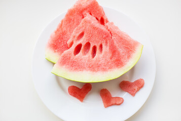 watermelon on a white plate